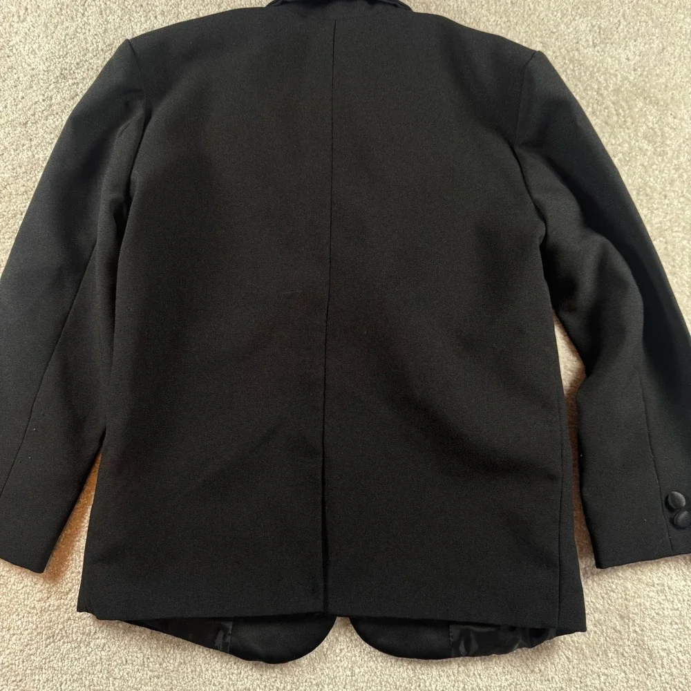 Black N Bianco Kids Black Tuxedo Blazer Jacket Satin Notch Lapel Size 7 HB010